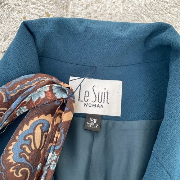Le Suit Women Blazer Blue Coat Jacket With Scarf New w/ Tag Size 16 $240 - Picture 10 of 10